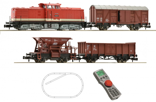 Digital starter set BR 115 with freight train of the DR<br /><a href='images/pictures/Fleischmann/227946.jpg' target='_blank'>Full size image</a>
